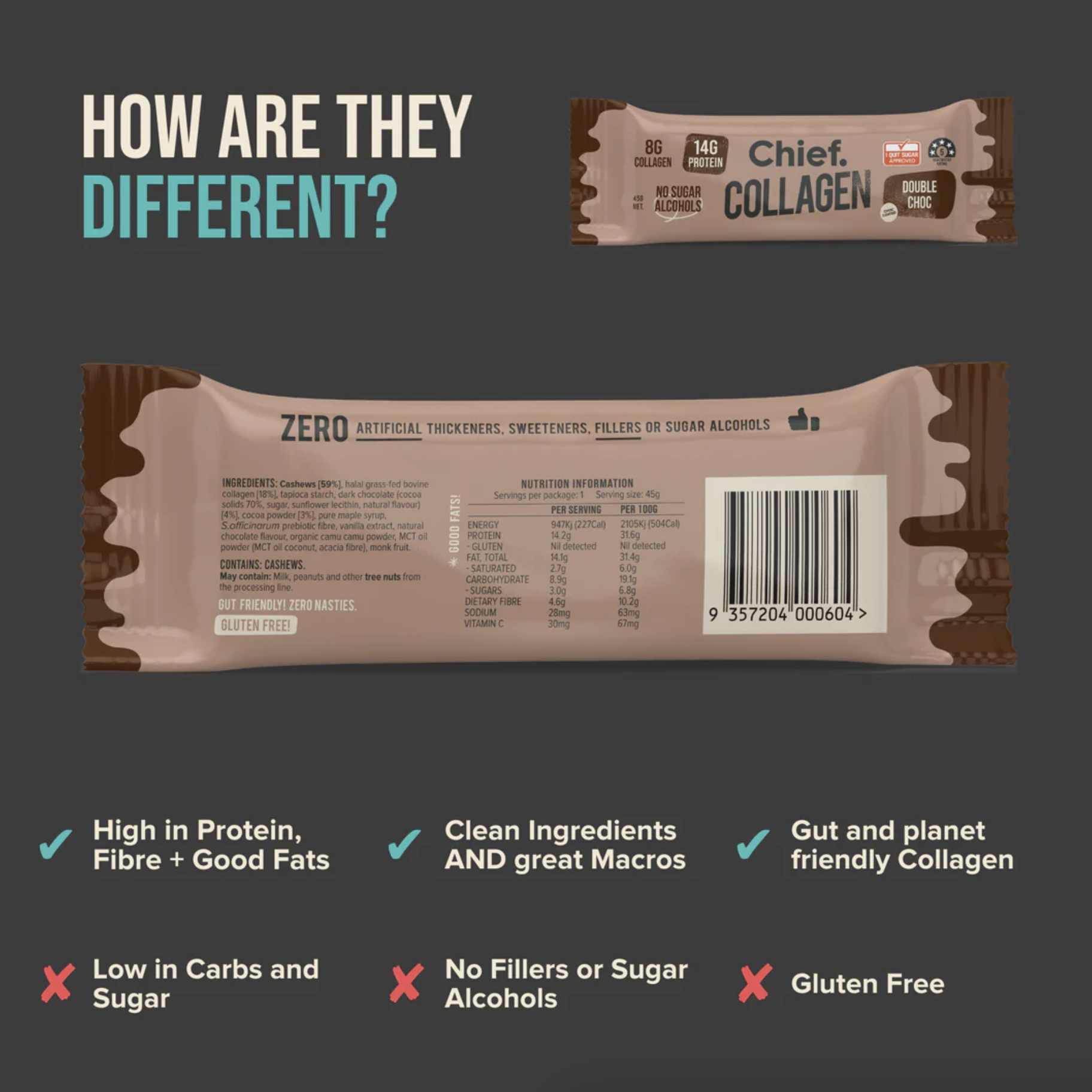 Double Choc Collagen Protein Bar - Chief